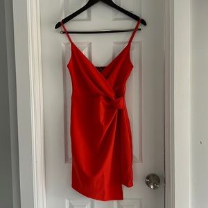 Lulus | Ready for the Night Coral Red Twist-Front Mini Dress - Women's M